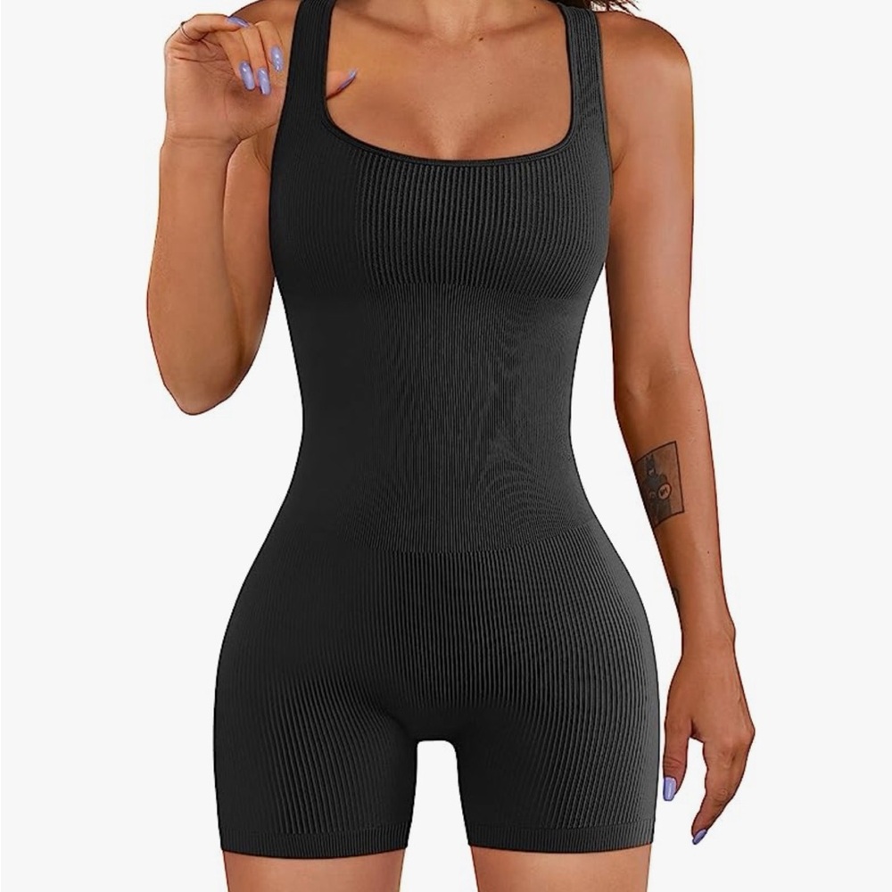 Black Ribbed Women's Bodysuit